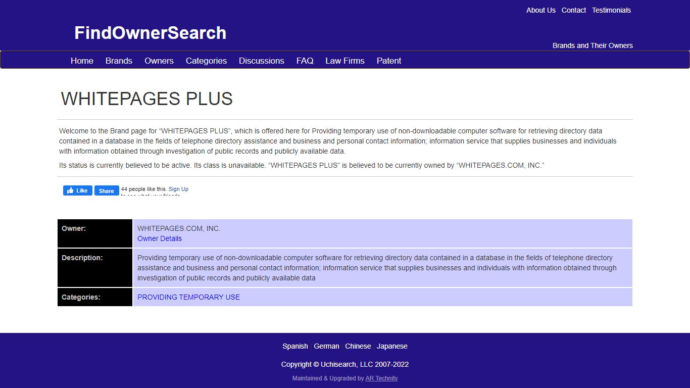 WHITEPAGES PLUS Brand - FindOwnerSearch